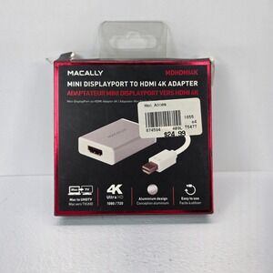 Macally MDHDMI4K Mini DisplayPort HDMI 4K Adapter Silver Aluminum‎ Thunderbolt 2